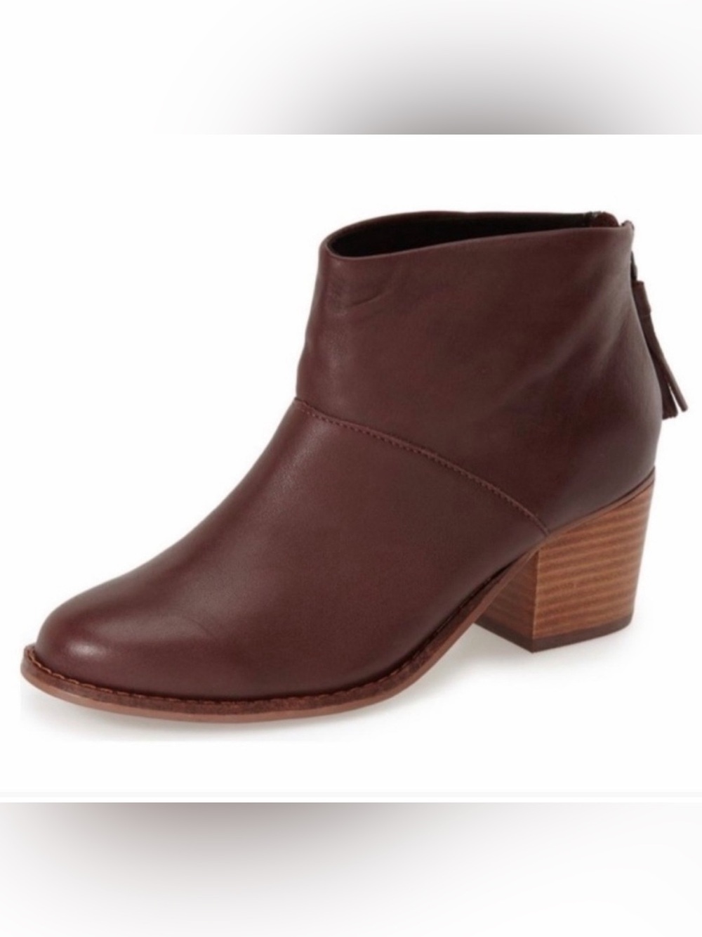 Toms Lelia Oxblood Leather Ankle Boots